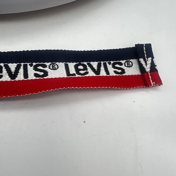 Vtg Levi's Red Navy Logo Striped Spellout Adjustable Logo Belt Youth One Size - Picture 6 of 6